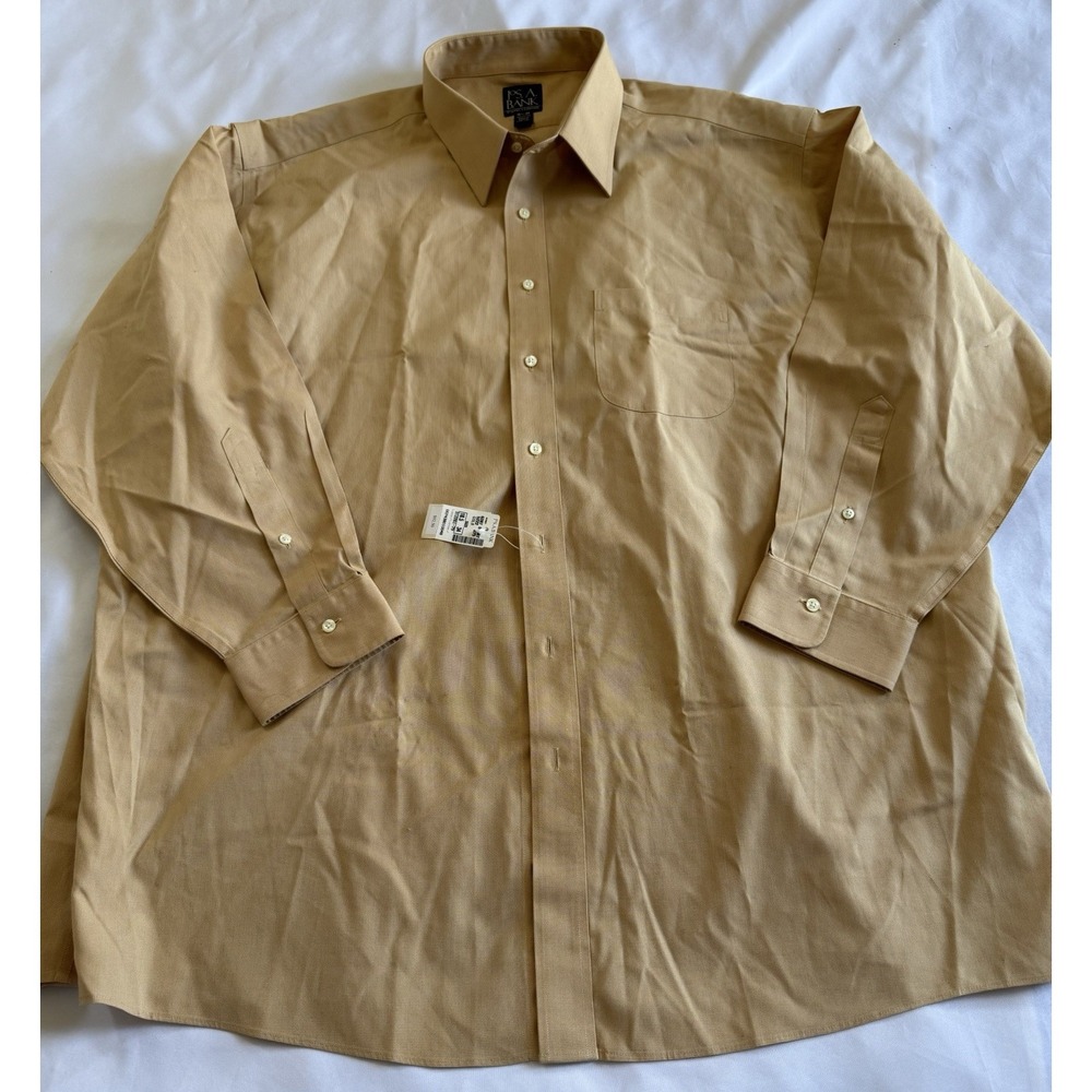 NWT Joseph A. Bank Men's Yellow-beige Shirt Sz 18-1/2- 34